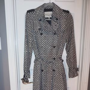 Rachel Zoe‎ patterned trench coat Navy/White Belted